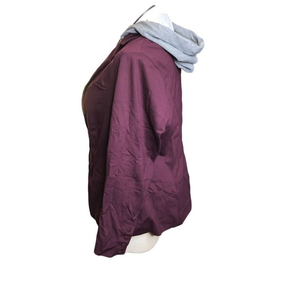 Torid Jacket Layered Hoody Burgundy Gray Stretch Womens 2 Zippered Pockets Darts - Picture 14 of 16